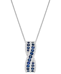 Macy's Lab Grown Blue Sapphire (3/4 ct. t.w.) and White Sapphire (1/3 ct. t.w.) Twist Pendant in Sterling Silver