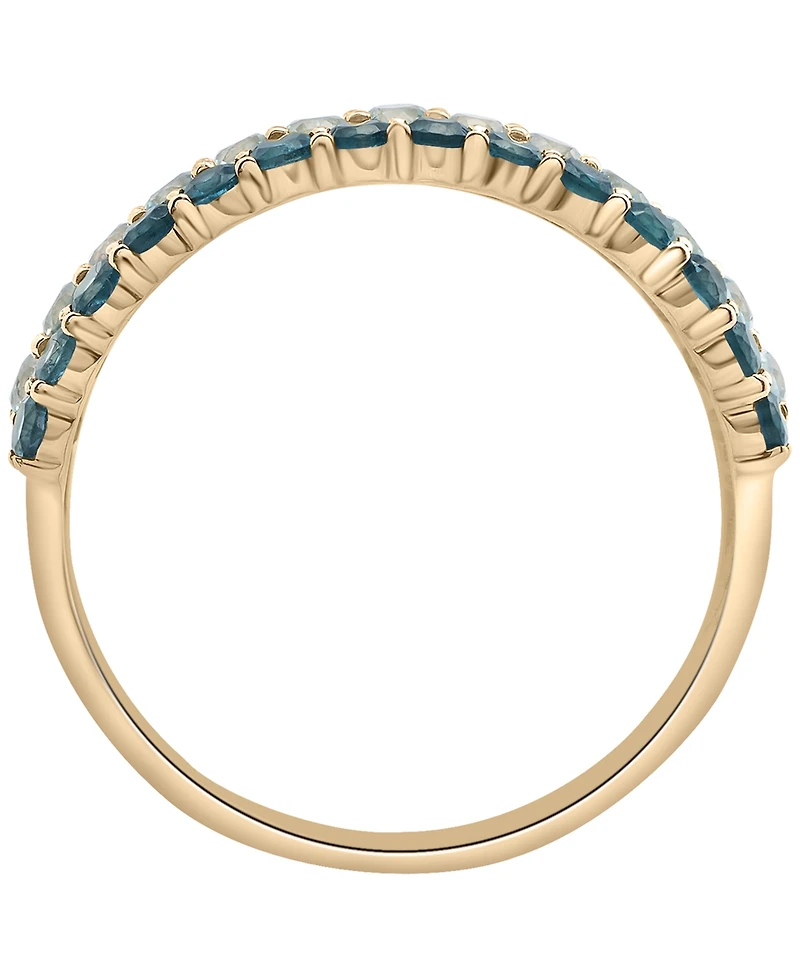 Macy's White Topaz (1/2 ct. t.w.), Sky Blue Topaz (5/8 ct. t.w.) and London Blue Topaz (1/2 ct. t.w.) Multi Row Ring in 14K Gold-Plated Over Sterling