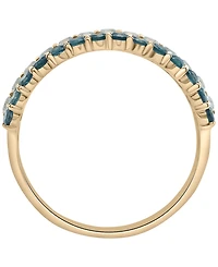 Macy's White Topaz (1/2 ct. t.w.), Sky Blue Topaz (5/8 ct. t.w.) and London Blue Topaz (1/2 ct. t.w.) Multi Row Ring in 14K Gold-Plated Over Sterling