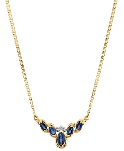 Macy's Marquise Shape Sapphire Pendant with Chain (7/8 ct. t.w.) in 14k Yellow Gold