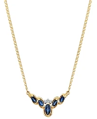 Macy's Marquise Shape Sapphire Pendant with Chain (7/8 ct. t.w.) in 14k Yellow Gold