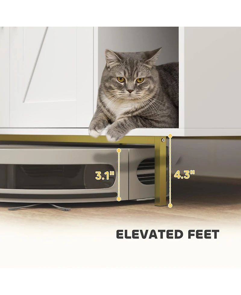 PawHut Cat Litter Box Enclosure with Scratching Pad, Storage,