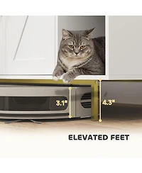 PawHut Cat Litter Box Enclosure with Scratching Pad, Storage,
