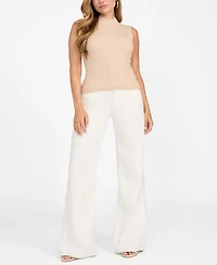 Guess Women's Mock Neck Sleeveless Seamless Sweater