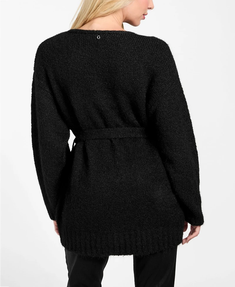 Guess Women's Kiyoka V-Neck Tie-Waist Long-Sleeve Sweater