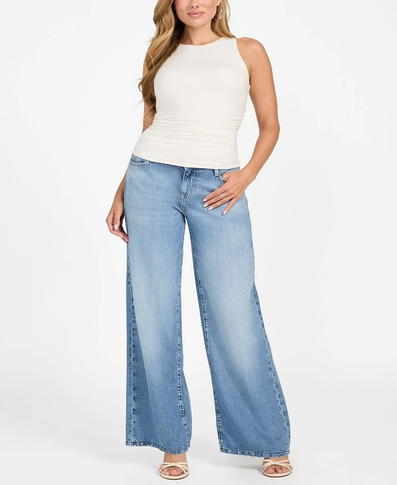 Guess Women's Shirred High Neck Sleeveless Top