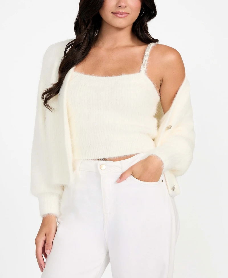 Guess Women's Cropped Bralette Sleeveless Sweater