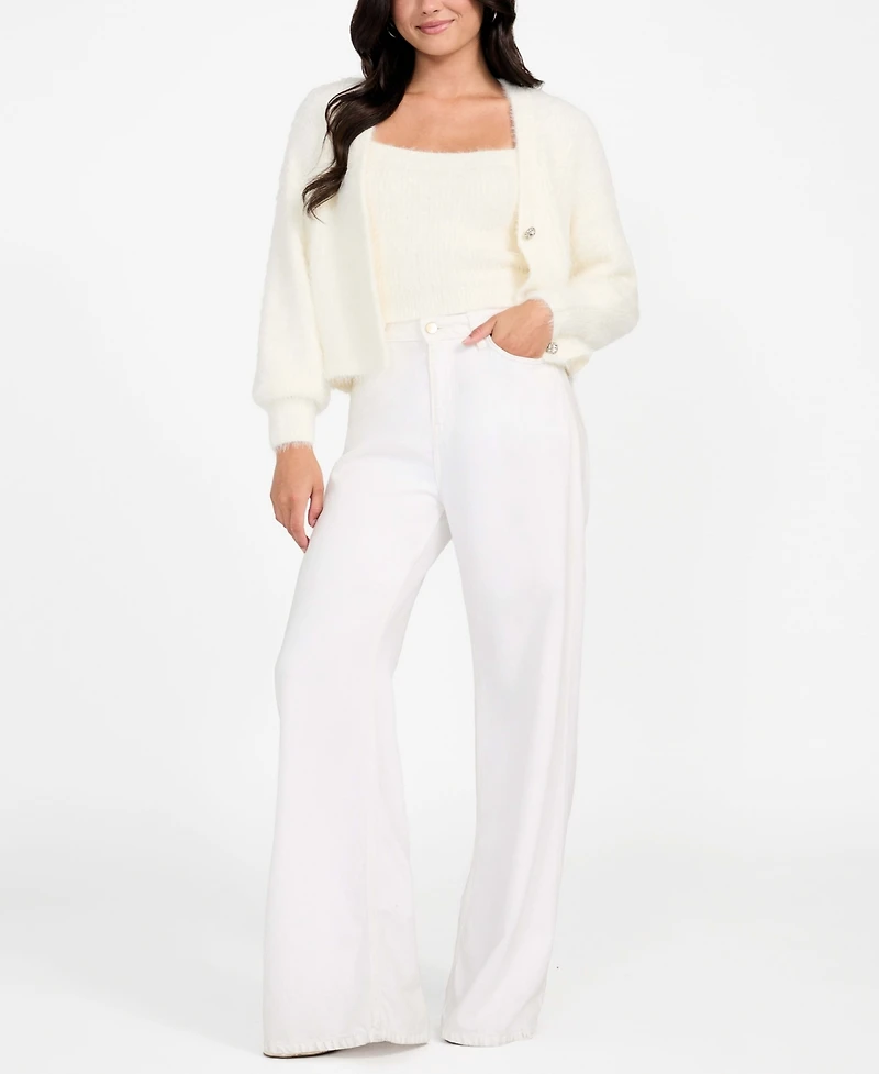 Guess Women's Keyla Rhinestone-Button Cardigan Sweater