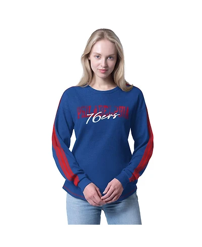 G-iii 4Her by Carl Banks Women's Royal Philadelphia 76ers Advantage Tri-Blend Long Sleeve T-Shirt