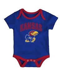 Outerstuff Baby Boys and Girls 3-Pack Kansas Jayhawks All Day Play Bodysuit Set