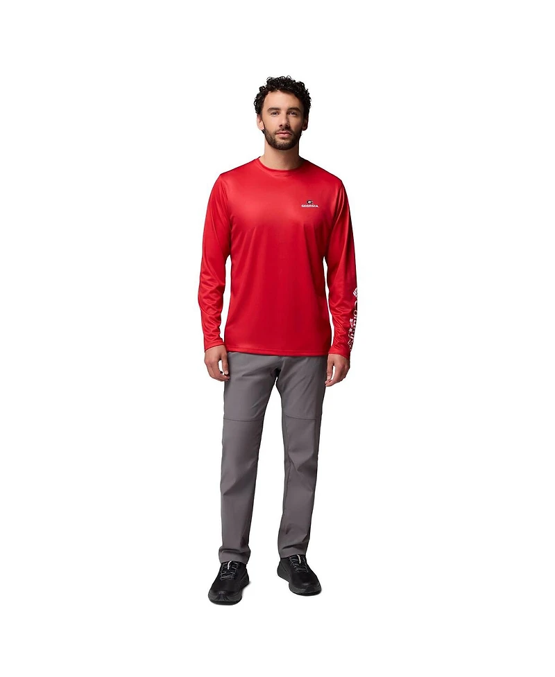 Columbia Men's Red Georgia Bulldogs Phg Terminal Shot Long Sleeve T-Shirt