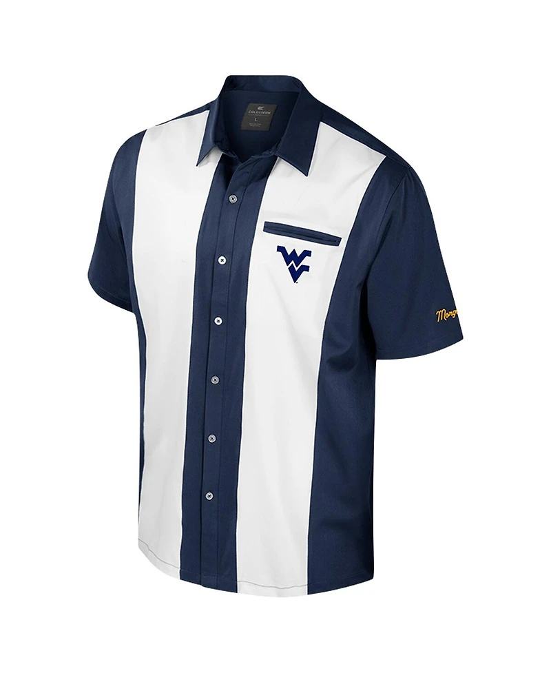 Colosseum Men's Navy West Virginia Mountaineers Strike Bowling Button-Up Shirt