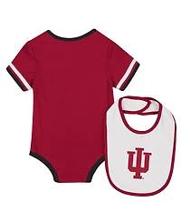 Colosseum Baby Boys and Girls Crimson Indiana Hoosiers Bodysuit with Bib Set
