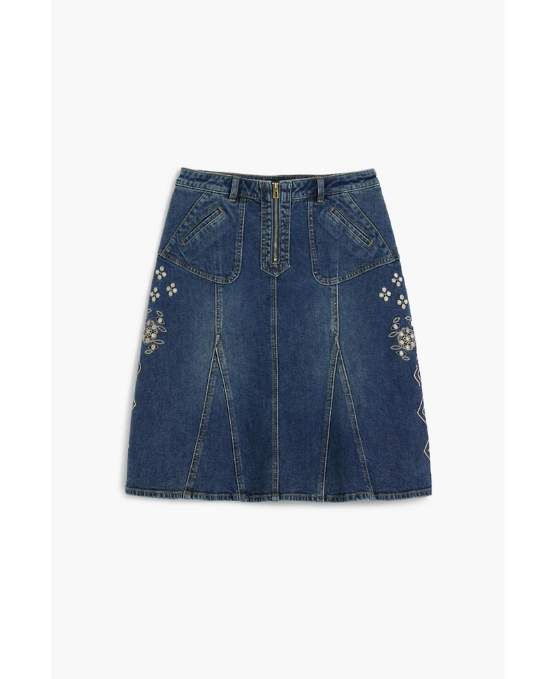 Desigual Women's Embroidered denim skirt