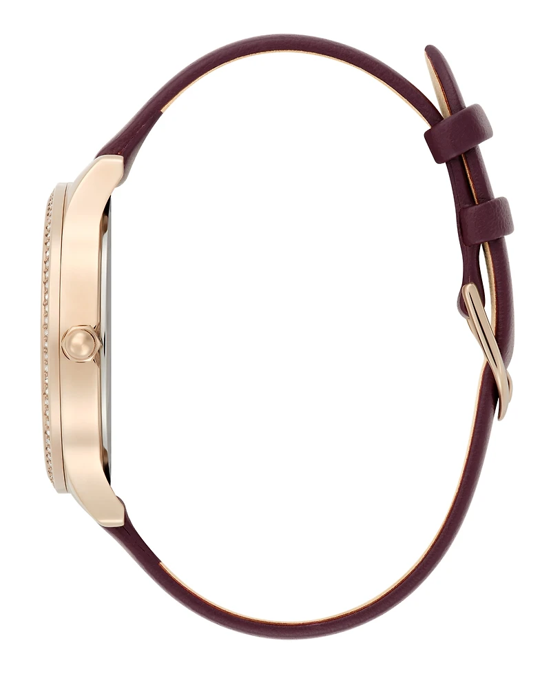 Olivia Burton Women's Beaulieu Cherry Leather Strap Watch, 36mm