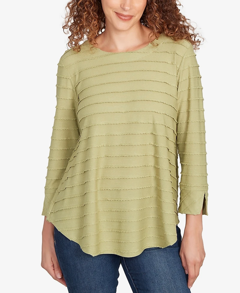 Ruby Rd. Petite Scalloped Jacquard Knit Top