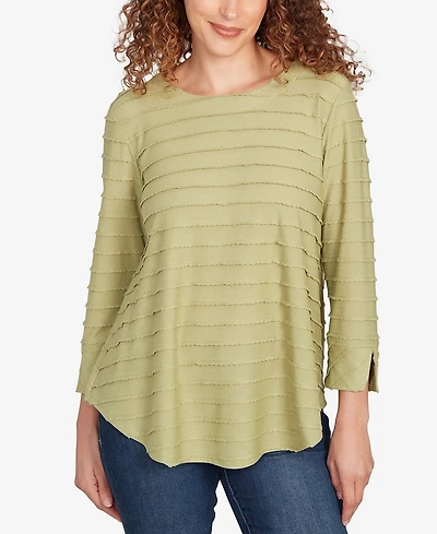 Ruby Rd. Petite Scalloped Jacquard Knit Top