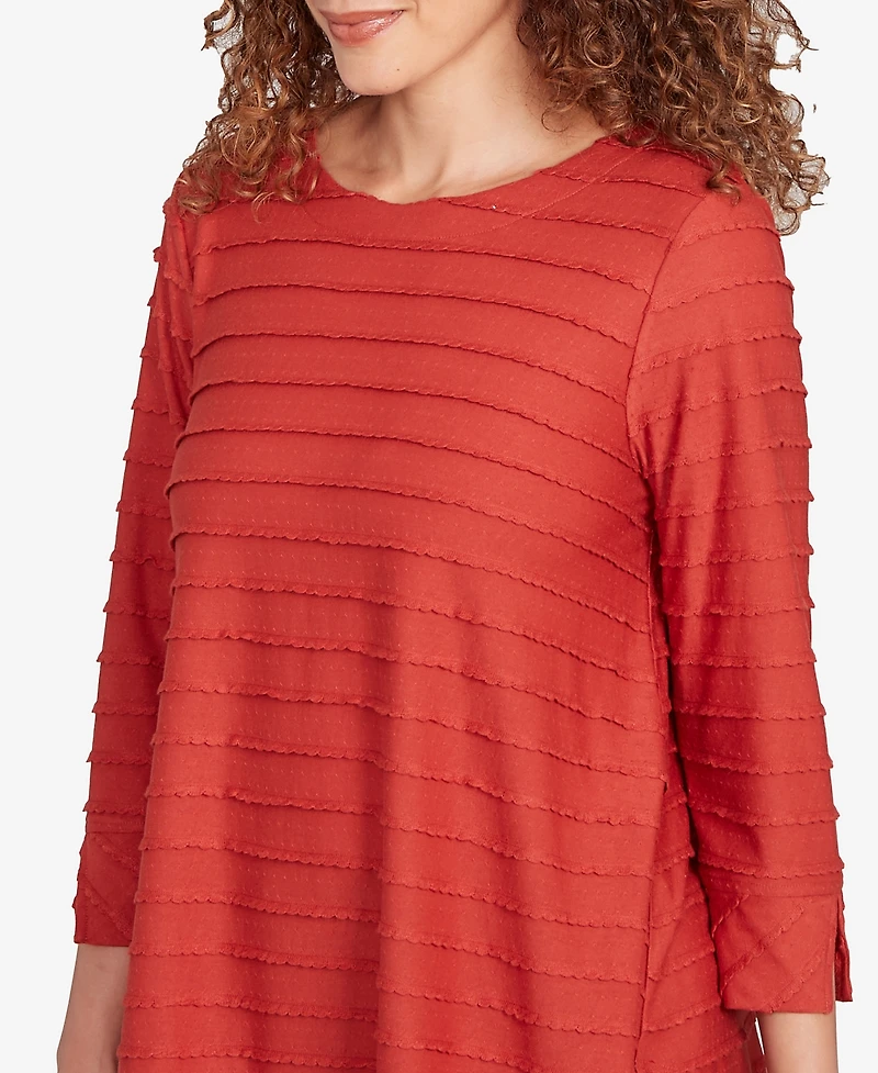 Ruby Rd. Petite Scalloped Jacquard Knit Top
