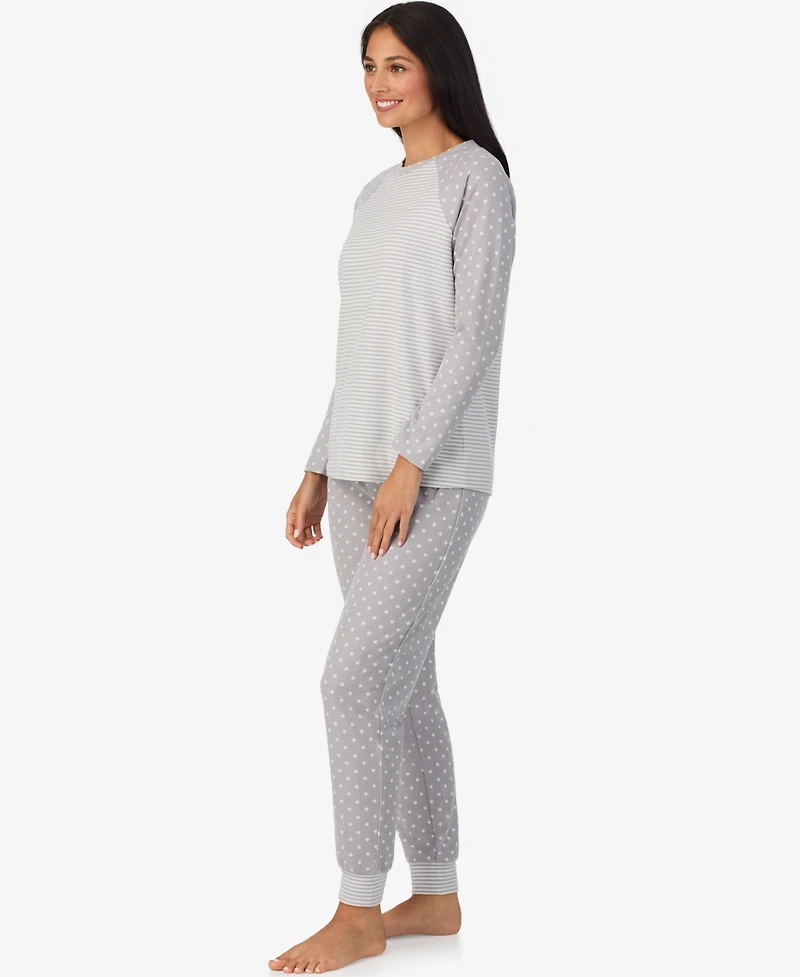 Cuddl Duds Women's 2-Piece Brushed Waffle Long Sleeve Jogger Pajama Set