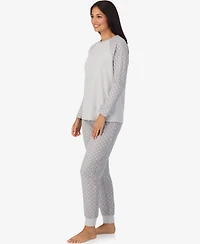 Cuddl Duds Women's 2-Piece Brushed Waffle Long Sleeve Jogger Pajama Set