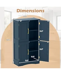 Costway Bathroom Floor Storage Cabinet 43.5" Freestanding Pantry Cabinet with 4 Doors