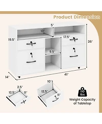 Costway File Cabinet with Lock 4 Drawers Fits Files A4/Letter Size Adjustable Shelf