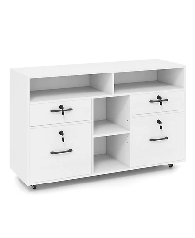 Costway File Cabinet with Lock 4 Drawers Fits Files A4/Letter Size Adjustable Shelf
