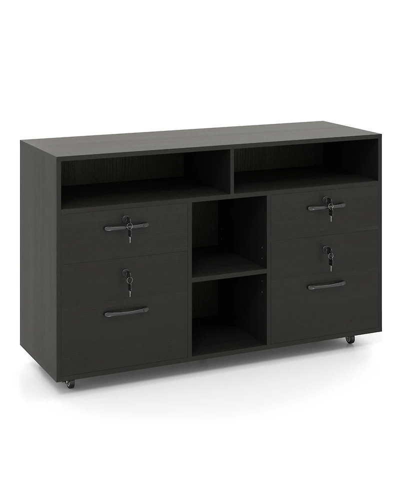 Costway File Cabinet with Lock 4 Drawers Fits Files A4/Letter Adjustable Shelf