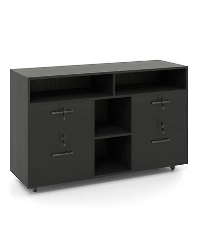 Costway File Cabinet with Lock 4 Drawers Fits Files A4/Letter Adjustable Shelf