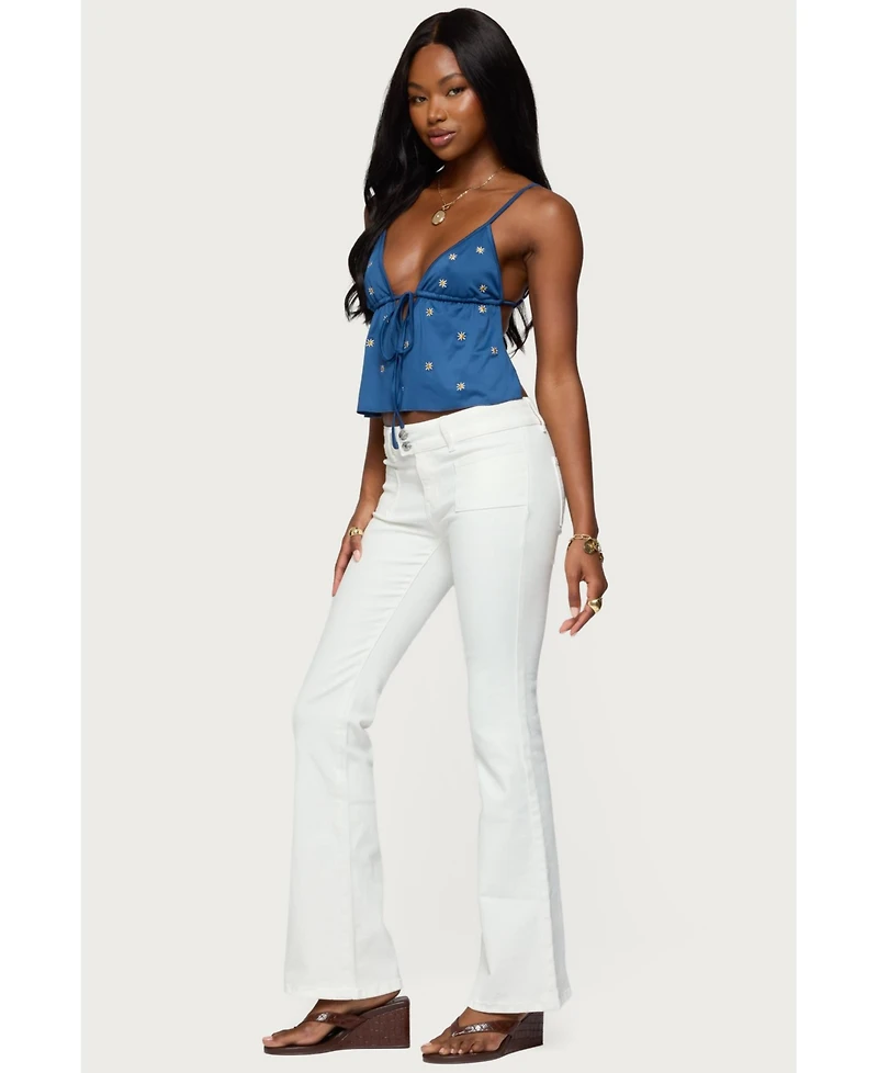 Edikted Women's Mattea Low Rise Flared Jeans