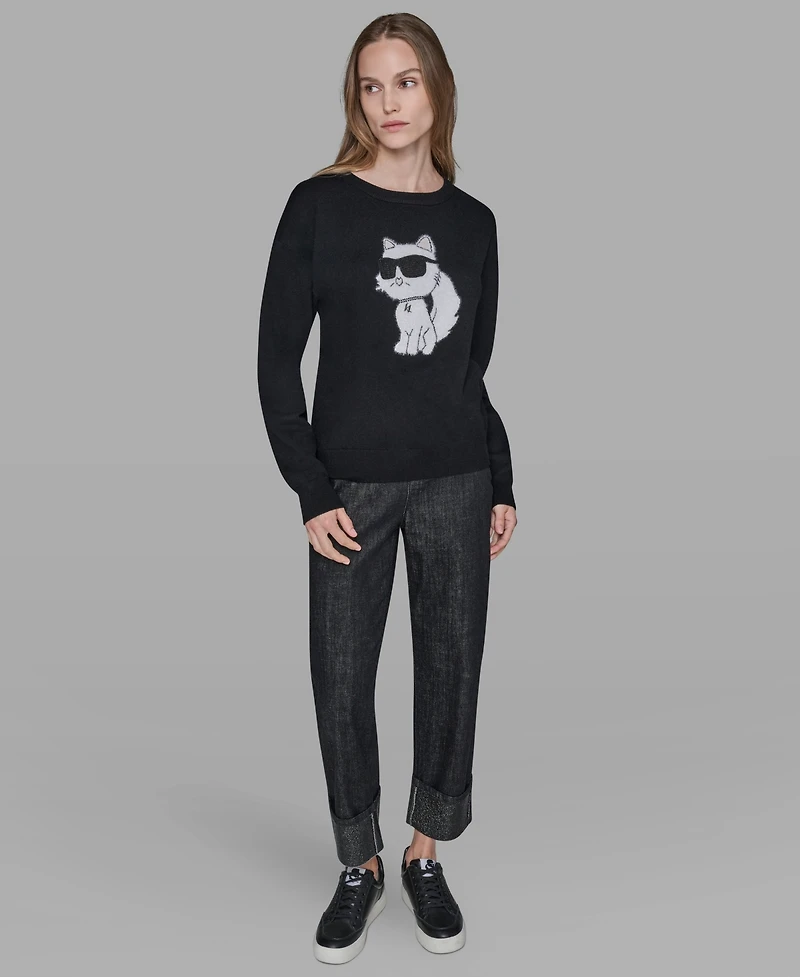 Karl Lagerfeld Paris Women's Cool Choupette Crewneck Sweater