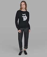 Karl Lagerfeld Paris Women's Cool Choupette Crewneck Sweater