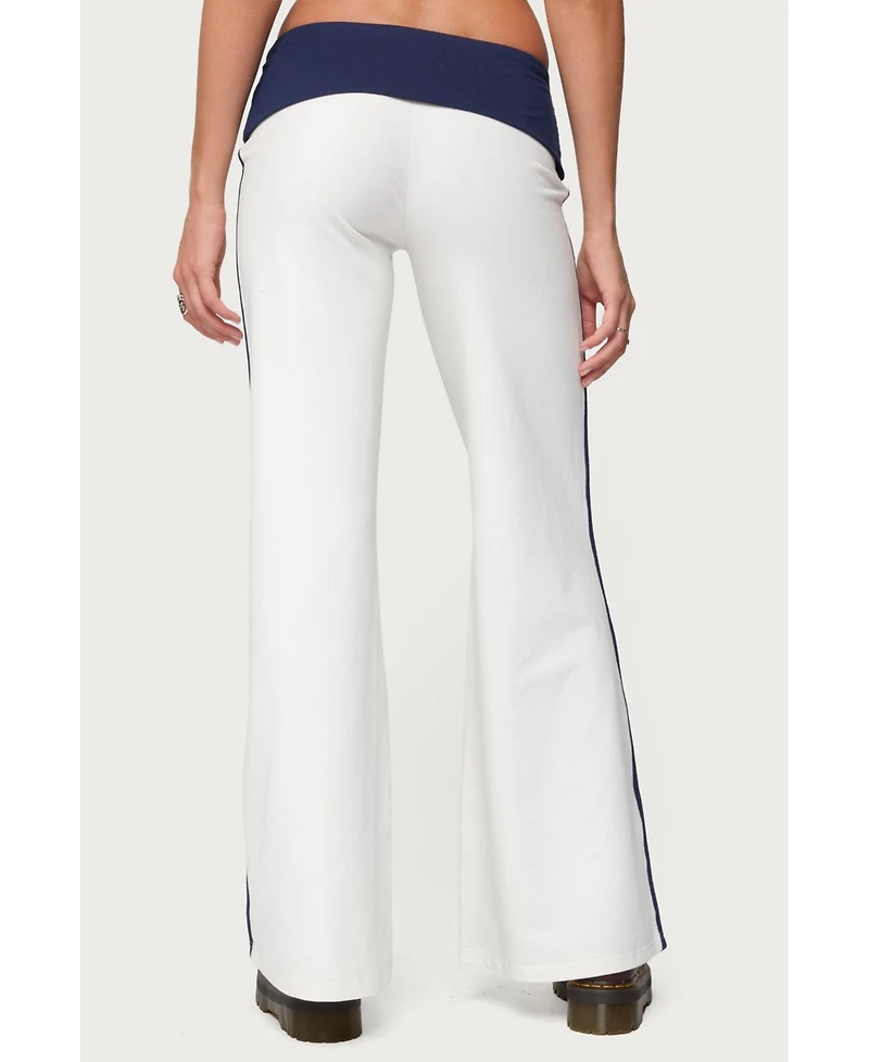 Edikted Women's 8 Contrast Fold Over Wide Leg Pants