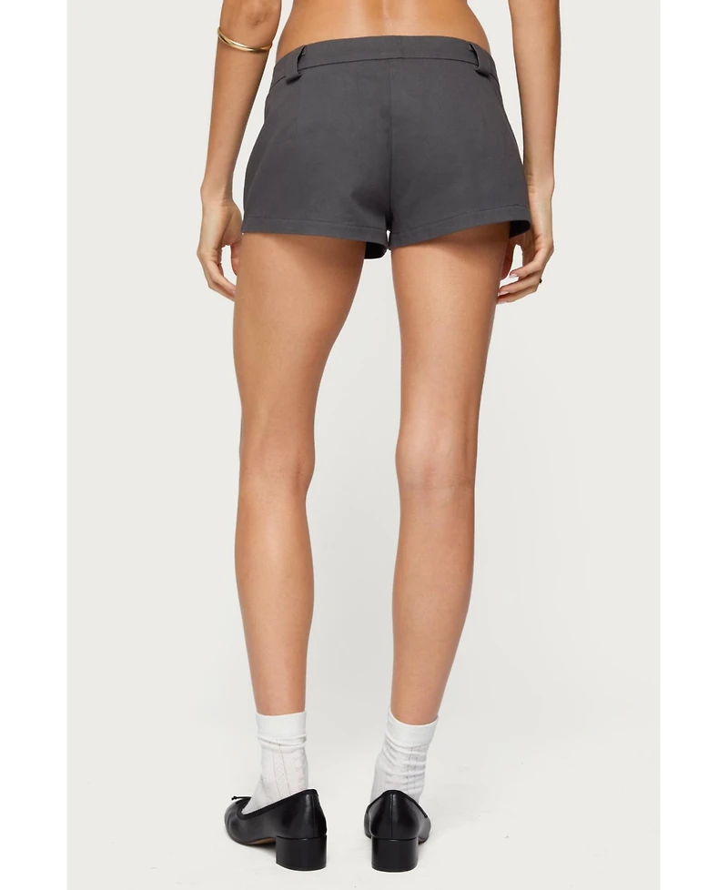 Edikted Womens Studded Belt Denim Micro Shorts