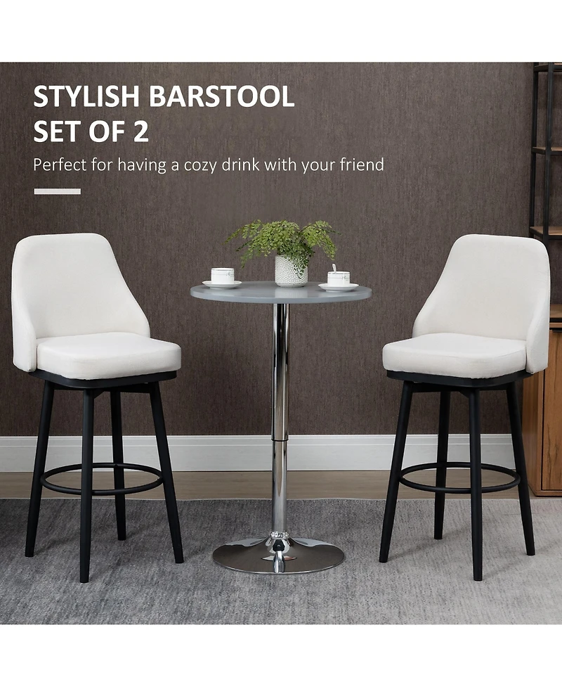 Homcom Modern Bar Stools, Set of 2 Swivel Kitchen Bar