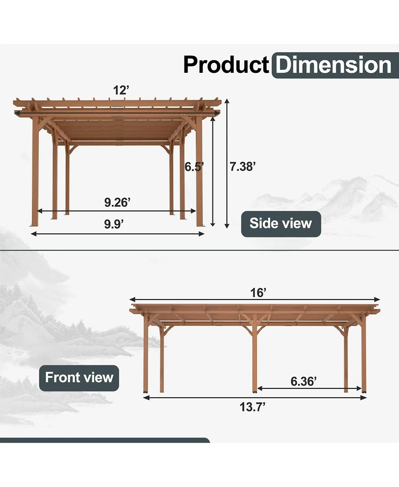 Streamdale Furniture 12' x 16' Wooden Grape Pergola Gazebo