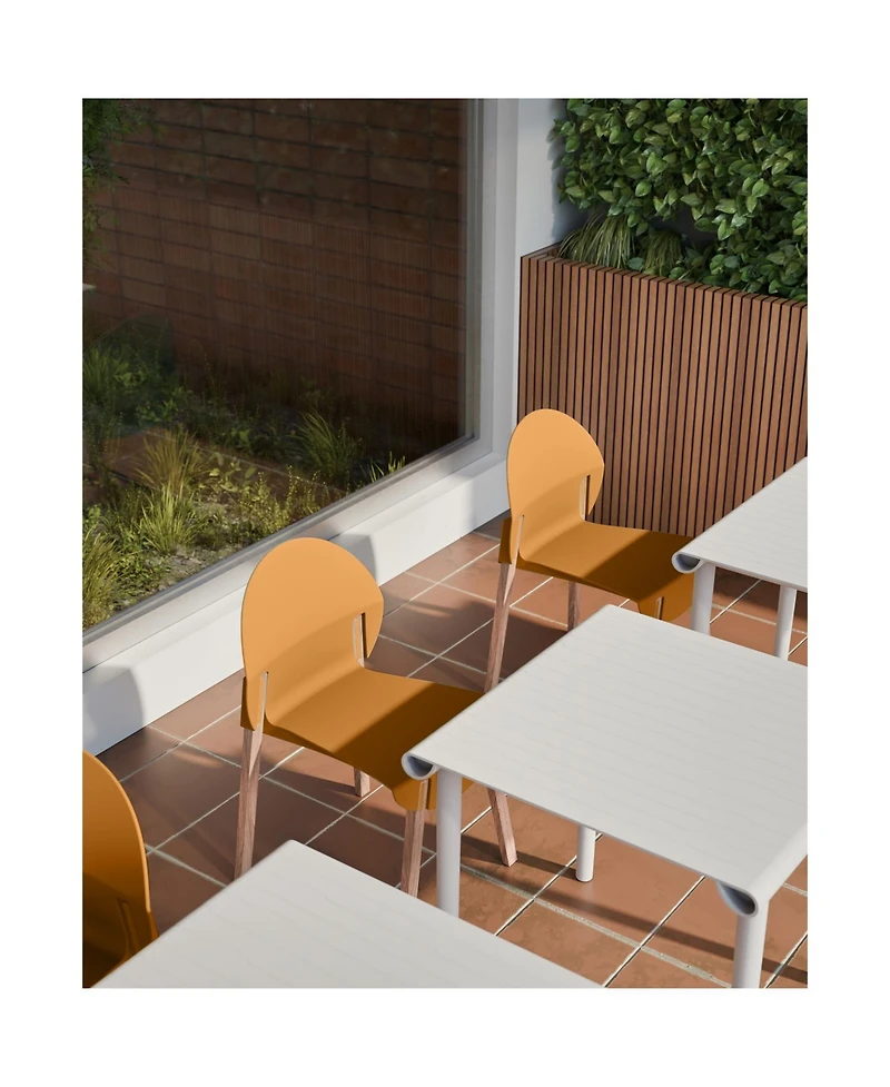 Streamdale Furniture Tropical Orange Chairs - Red Oak Legs, Dining Set (4-Pack)