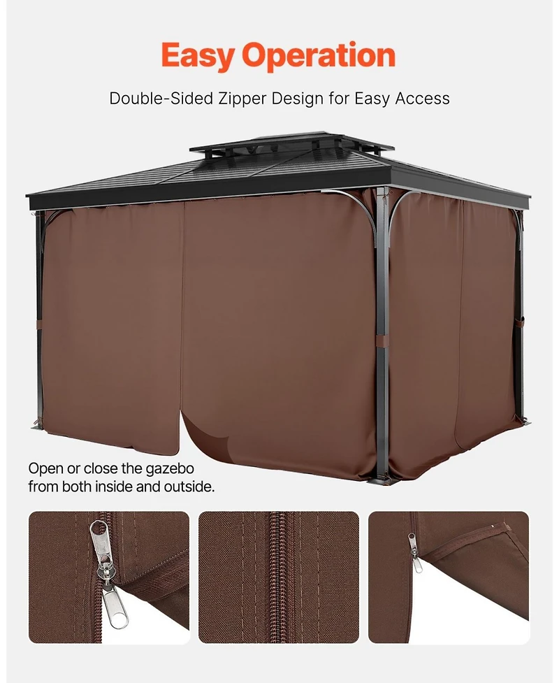 Slickblue Outdoor Gazebo Curtain Panels Waterproof for Patio and Backyard Privacy