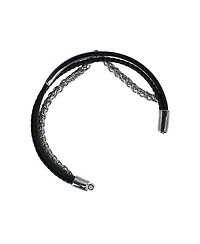 Trafalgar Loose Fit Zaid Metal and Leather Triple Strand Secure Clasp Bracelet