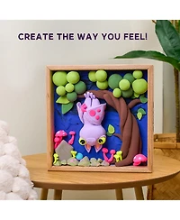 Okto Little Worlds - Bat - Foam Air-Dry Clay Wooden Art Kit (8.3 Square)
