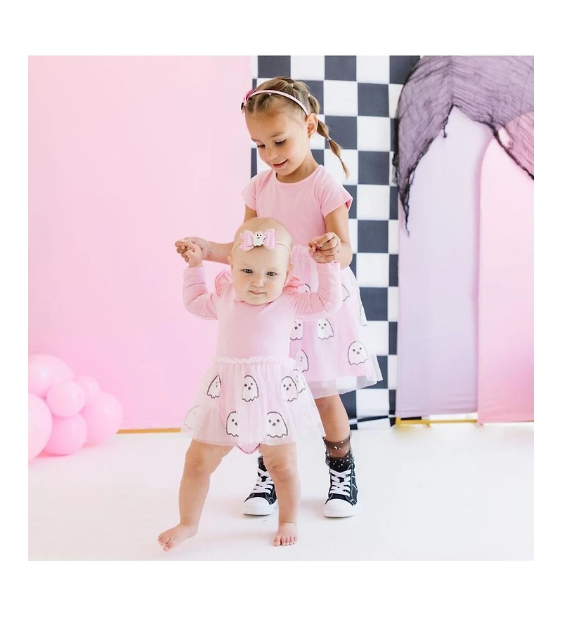 Sweet Wink Baby Girls Ghost Sequin Halloween Long Sleeve Tutu Bodysuit