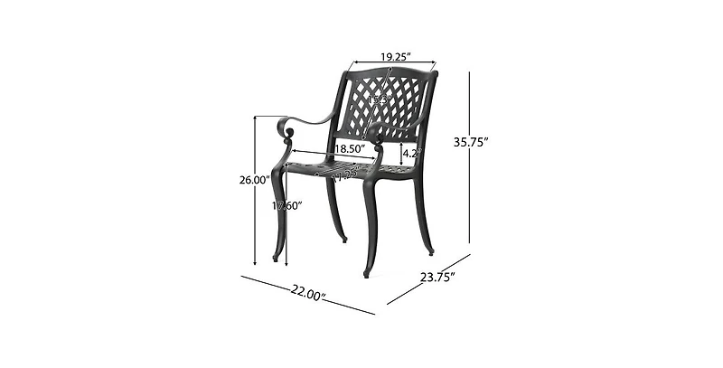 Flynama Cayman Arch Mesh Aluminum Dining Chairs Set of 2 Outdoor Patio Seating
