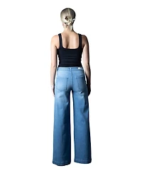 Blue Revival Women's Mid-Rise Wide-Leg Sailor-Button Jeans