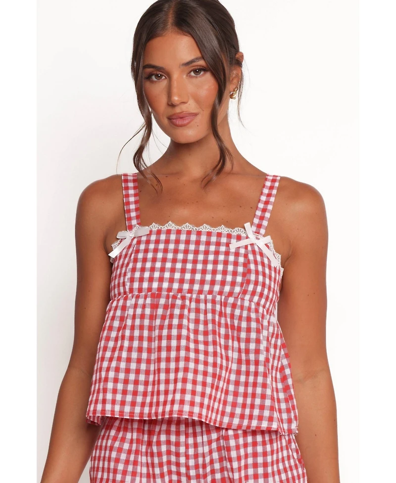 Petal and Pup Women's Isidore Gingham Short Set - Red