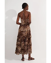 Karen Millen Women's Tiered Halterneck Midi Dress