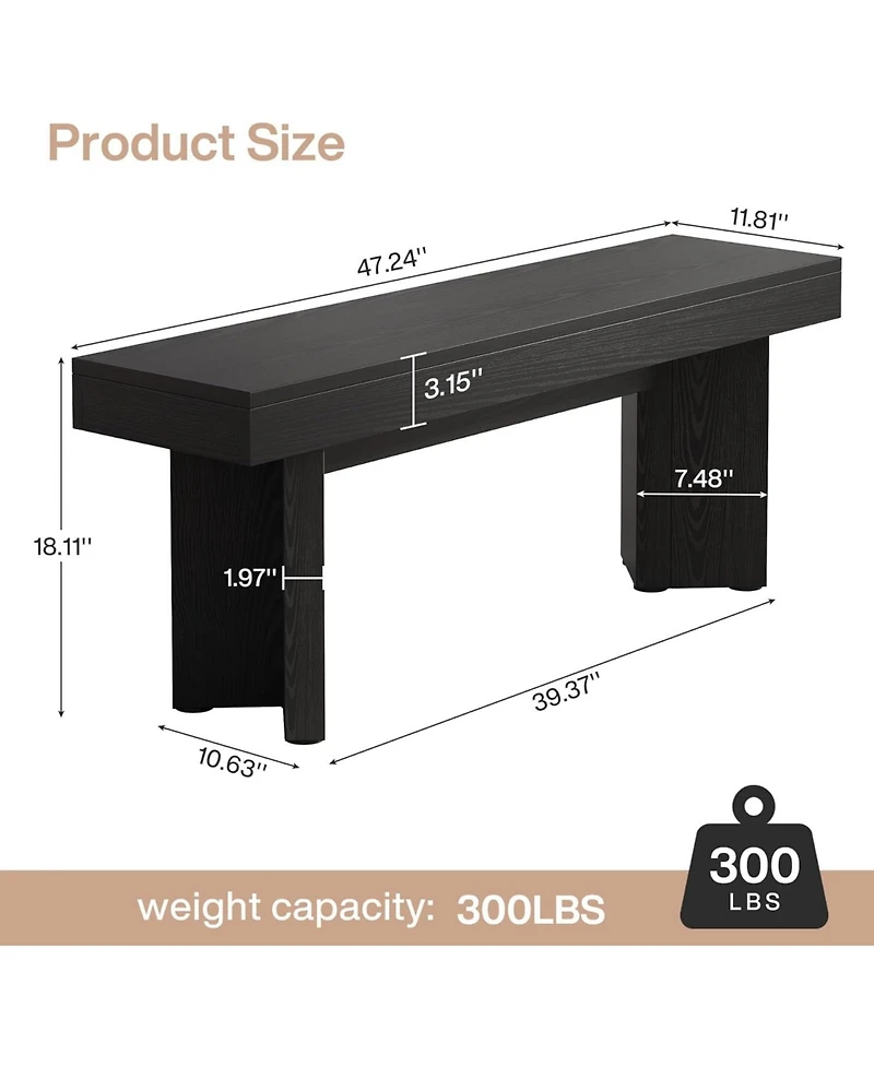 Tribesigns Wooden Entryway Bench, 47" Farmhouse Indoor End of Bed Bench