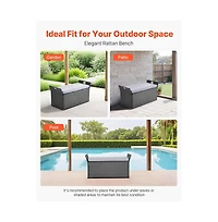 Slickblue Outdoor Storage Bench Pe Rattan 40Gal Waterproof Deck Box with Seating