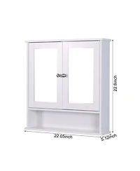 Casainc Wall Mounted Bathroom Cabinet with 2 Mirror Doors and Adjustable Shelf