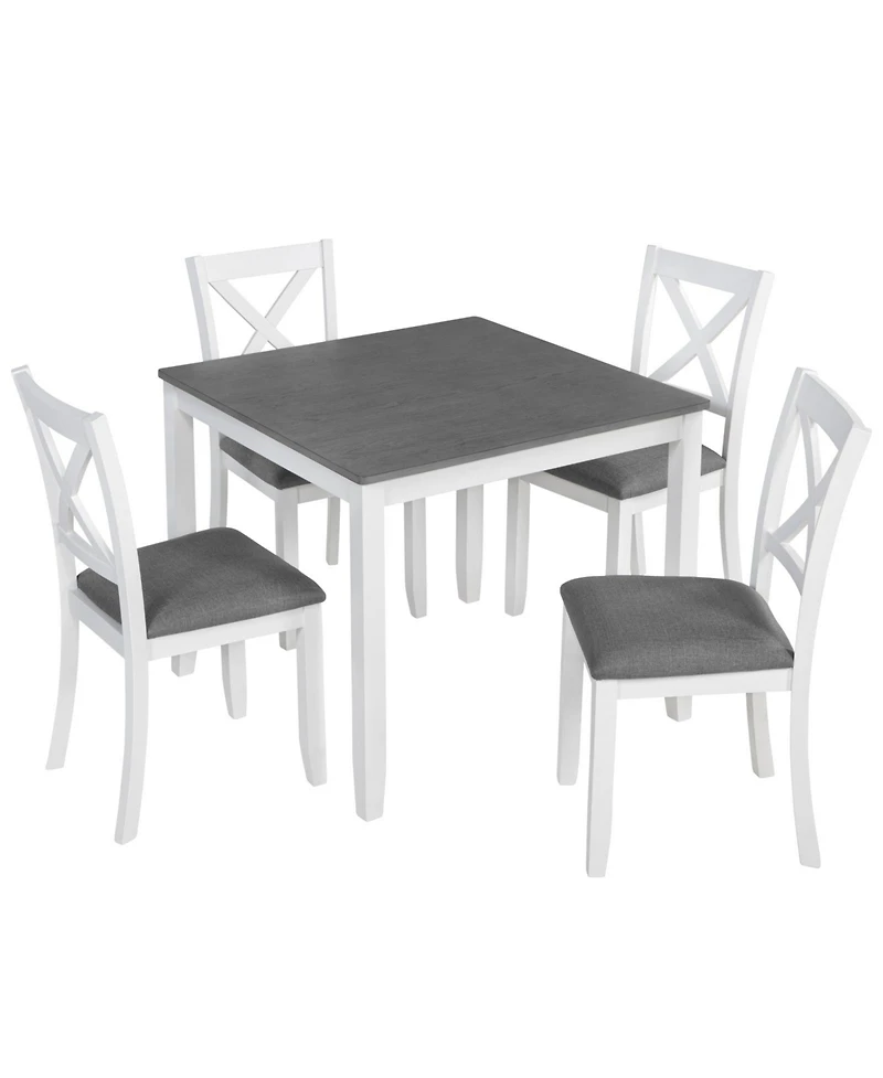 Casainc 5 Piece Modern Dining Table Set with 4 Chairs for Small Kitchen or Dining Room