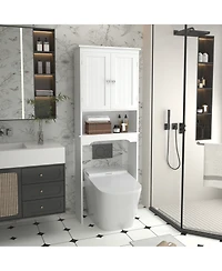 Casainc Over the Commode Wooden Storage Cabinet with Shelf and Organizer